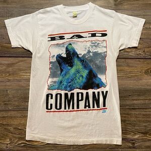 Vintage Bad Company 1991 Holy Water Tour Shirt Wolf Screen Stars Sz S/M